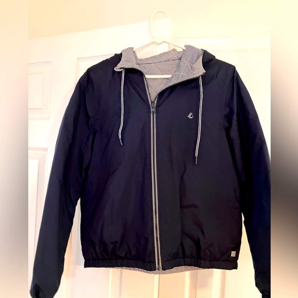 Navy Blue Hooded rain jacket